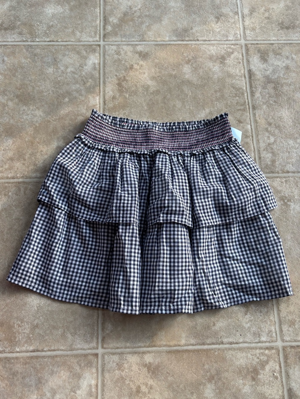 Women’s Gingham Tiered Mini Skirt - Black/White